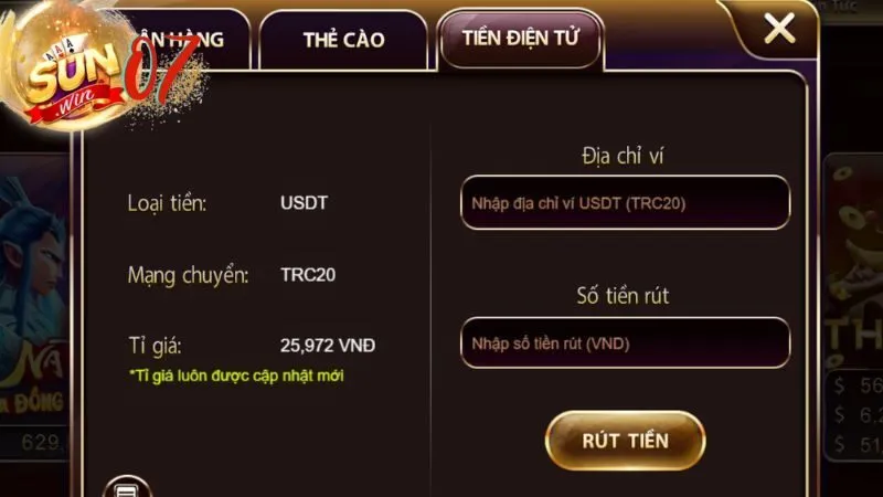 Rút tiền Sunwin đơn giản với nhiều hình thức đa dạng